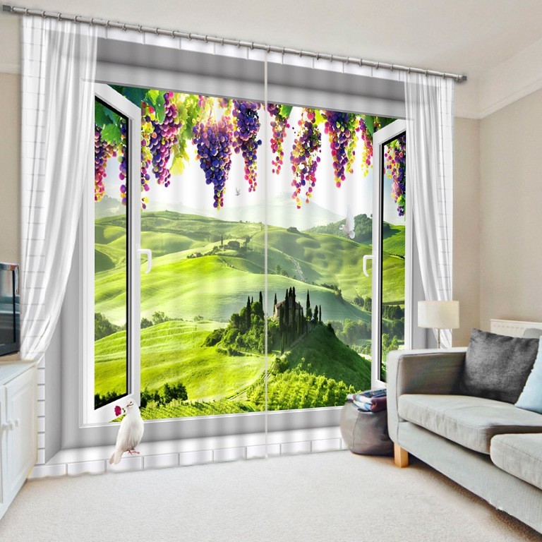 3D digital curtains with beautiful scenery