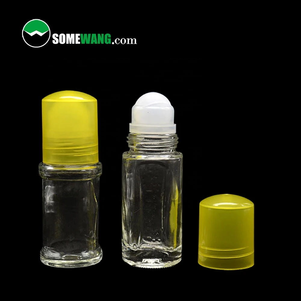 50ml/1.7oz Empty Refillable Clear Glass Roll-on Deodorant Bottle with Plastic Roller Ball Essential Oils Roller Bottles