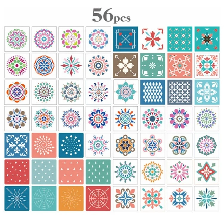 56pcs Floral Mandala Dot Painting Templates Stencils for Painting on Rock Wood Fabric Wall Art Projects