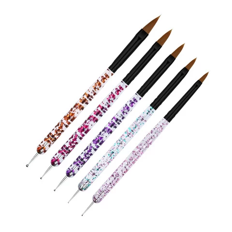 5pcs Nail Art Pen Kit Acrylic Brushes Dotting Pen Drawing Brush 3d Carving Manicure Tools Kit