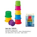7 Pcs Babies Wheat Straw Recyclable Plastic Stacking Cups Toy Nesting Cup Stack Up Baby Bath Toys For Infants Toddlers