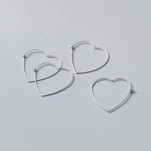 925 Sterling Silver Heart Hoop Earrings DIY Silver Wire Jewelry Accessories