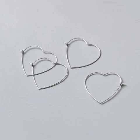 925 Sterling Silver Heart Hoop Earrings DIY Silver Wire Jewelry Accessories