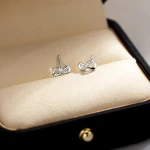 925 sterling silver infinity sparking zircon cz stud earrings wedding party jewelry women