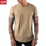 95% Cotton 5% Elastane Curved Hem Custom Gym Fitness Slim Fit Men T Shirt