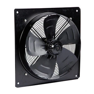 AC 110 / 220 / 380V high power black plate wall mounted exhaust fan with square plate industrial axial flow fan