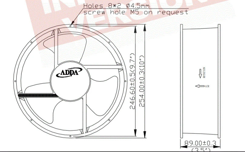ADDA AK25489 254x89mm AC Axial Fan