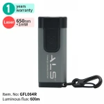 ALS 60lm rechargeable gray LED laser pointer keychain type-C mini flashlight