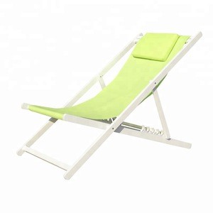 Aluminum outdoor Foldable chaise lounge poolside sunbed with adjustable headrest