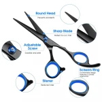 Amazon Barber Hair Cutting & Thinning Shears Made With Stainless Steel Black Barber Scissors Set With PU Pouch