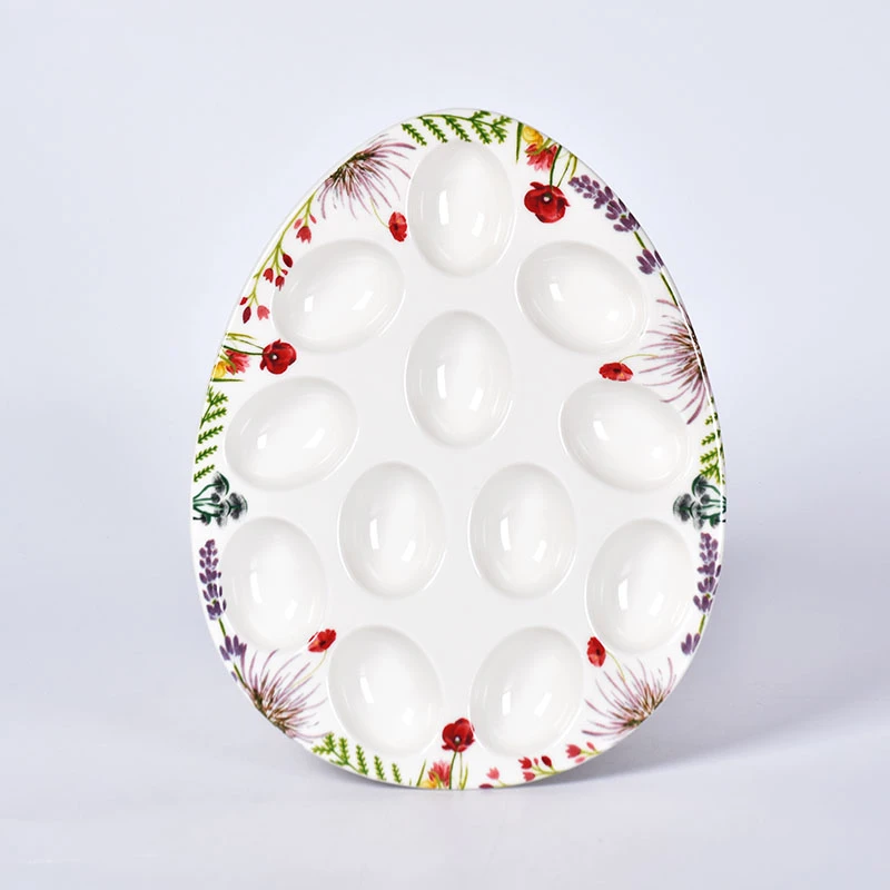 Amazon Easter Chef Buddy Ceramic 12 Compartment egg holder Plate Carrier Deviled Egg Serving Plate Tray