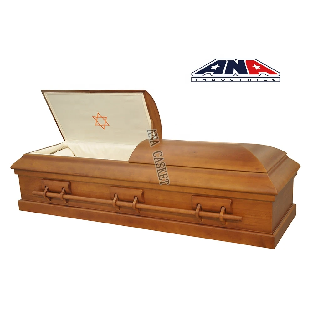 ANA funeral supplies Solid maple all wood construction funeral coffin casket