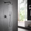 Aquacubic Matte Black Double Handle Bath & Shower Faucet 10 Inch Rain Shower with Hand Shower