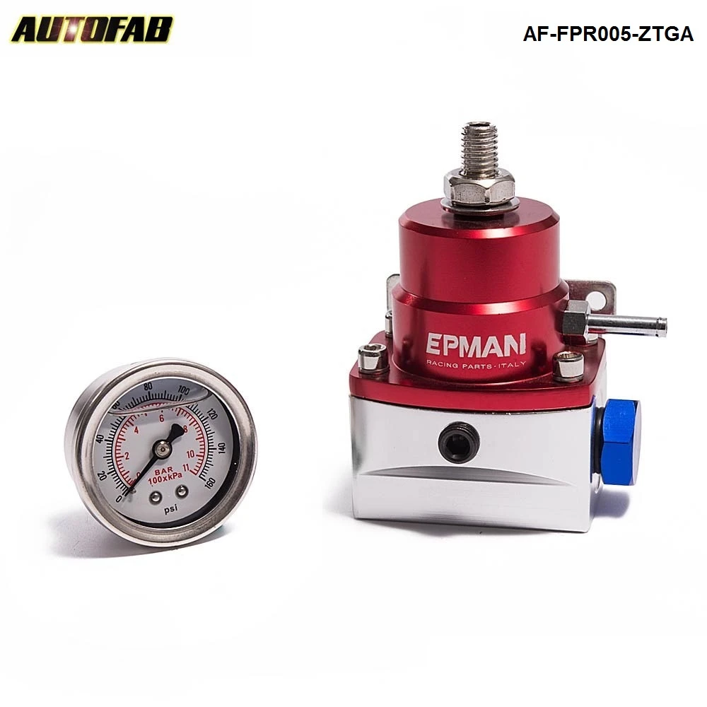 AUTOFAB - Adjustable Fuel Pressure Regulator FPR Kit + 0-160 psi Oil Gauge + -6AN Oil Hose Line Fitting  EP-FPR005