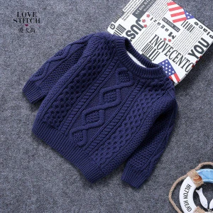 Autumn England Style Cotton Acrylic O-Neck Twist Design Soild Color Warm Boy Winter Sweater