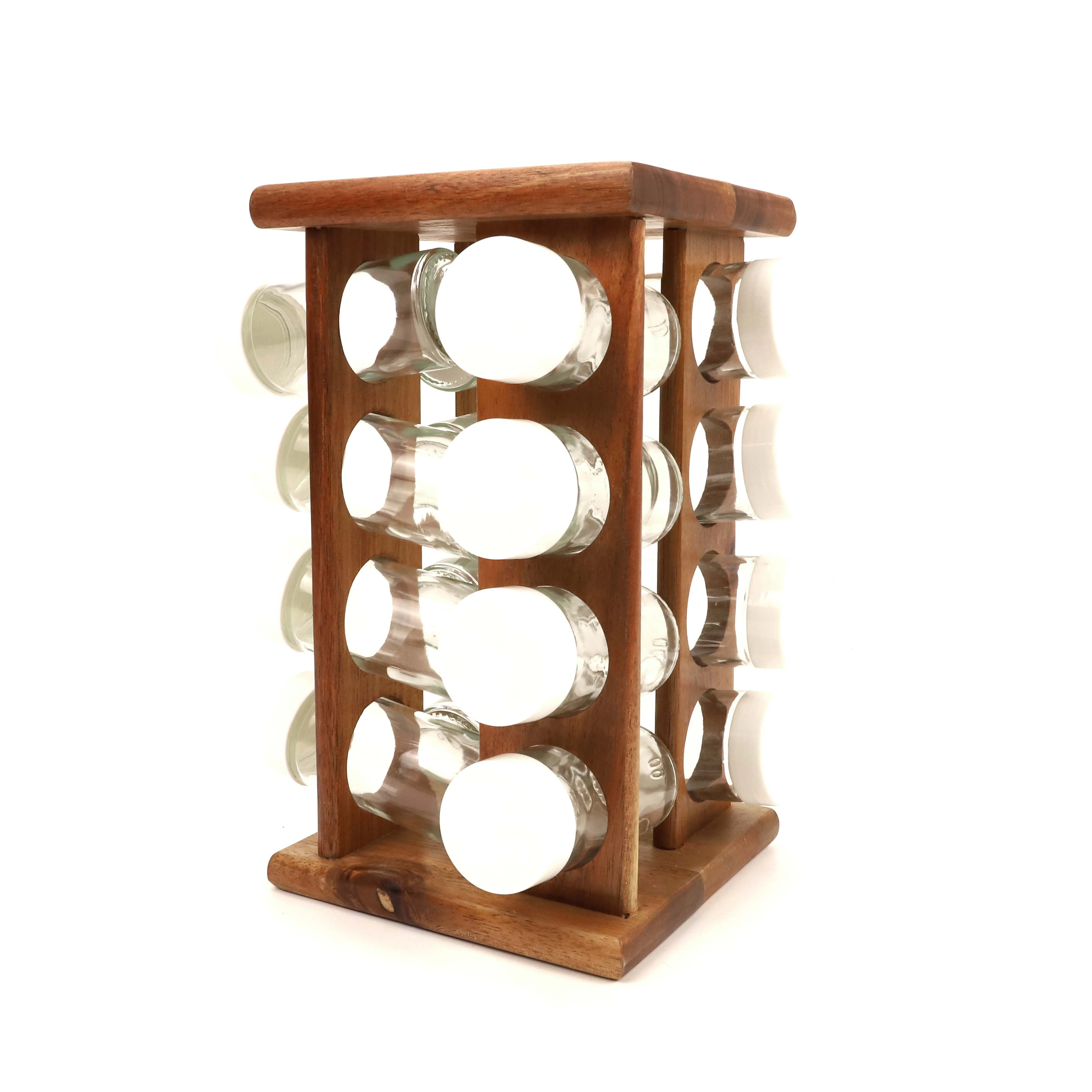 Bamboo Herb & Spice Shelf Stand holder with 23 Glass Jars Bamboo Spice Rack Organizer