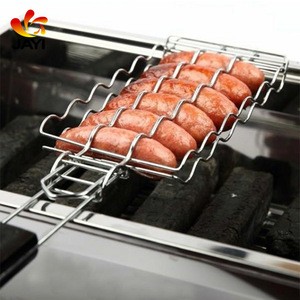 Barbecue sausage rack stainless steel barbecue hot dog sausage grilling clip basket rack roast tool with handle