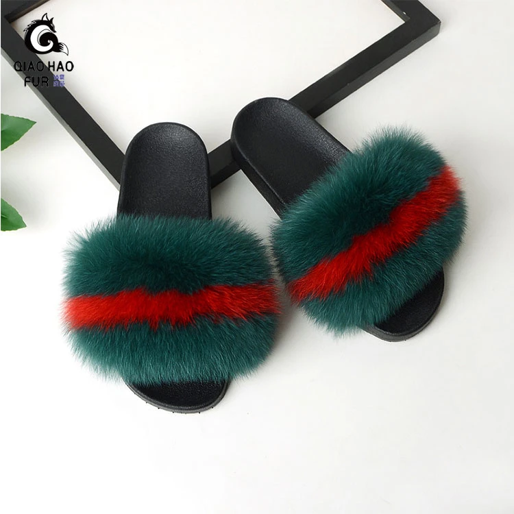 Be Riotous With Colour 1 Real Fox Fur Slippers Indoor Fur Slippers Raccoon Fur Slippers