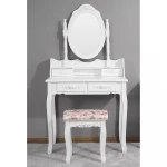 Bedroom furniture luxury classic white mdf wooden mirrored dresser vanity makeup dressing table with mirror and stool