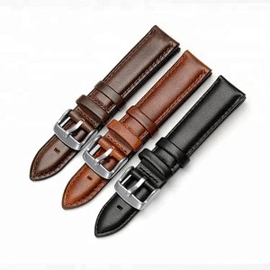 Best selling Smooth Oil Genuine Leather Watch Band wholesale watchband leather watch strap