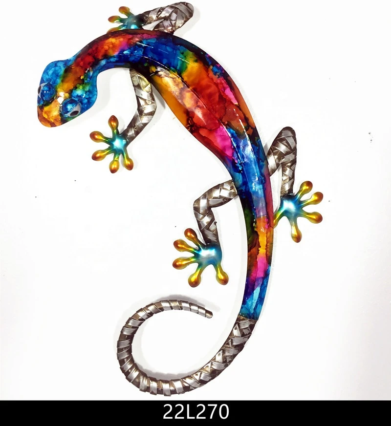 BETTER Wholesale Colorful Metal Gecko Wall Hanger Art Home And Garden Outdoor Wall Decor Crafts