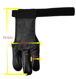 Black Color 3 Fingers Archery Shooting Gloves