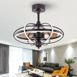 Breeze.Lux Indoor 52 inch home decorative matte black Iron 3 blades modern ceiling fan light