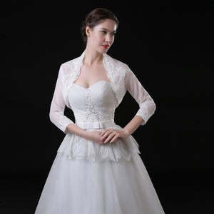 Bridal Vestido De Festa Women&#39;s Lace Wraps Wedding Bridal Bolero Jacket Long Sleeve