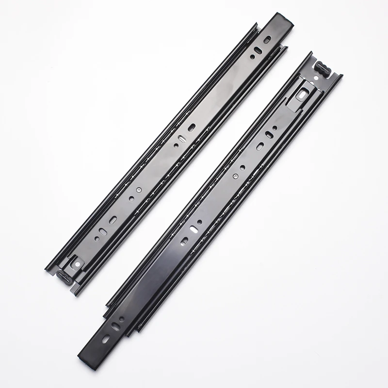 Buffer Drawer Slides 10-22" Metal Drawer Track Width 45mm Mute Three-Section Rail Sliding Furniture Hardware Fittings