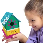 Build & OYEFLY Paint Your Own Wooden Bird House Horizon Group  DIY Birdhouse Making Kit, Includes Paints, Brushes, Glue & Wind