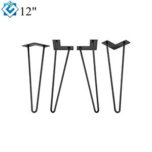 Build Guide & Protector Feet Mid-Century Modern Style 12" 2 Rods 10mm Thickness Hairpin Metal Table and Furniture Legs (x4)