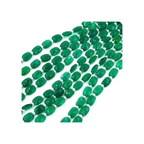 Bulk Jewelry Making Rondelle Beads Green Onyx Faceted Rectangle Cushion Shape Beads 8 Inches 7x9mm