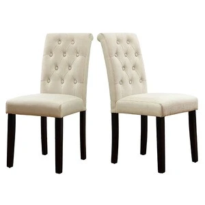 Button-tufted Upholstered Fabric Dining Chairs With Solid Wood Leg Restaurant Chairs Dining