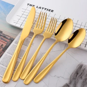 BuyerStar 5/20 pcs Bulk Mirror Polish Metal Dessert Forks Spoons Flatware Set Stainless Steel 18/10 Cutlery Set For Hotel