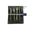 Camping Bamboo Travel Cutlery Set, Eco Friendly Kids Flatware with Straw, Organic Bamboo Utensils with Pouch for Picnic