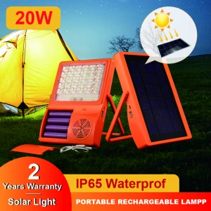 Camping solar light 20watt led music usb charging phone light led solar camping light