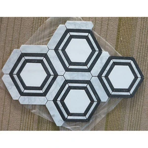 Carrara white Irregular Marble hexagon floor mosaic tiles