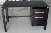 Cheap Modern black color glass top steel metal office desk
