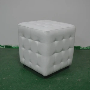 Cheap Wedding Furniture White Leather Tufted Square Cube Ottoman