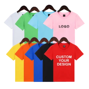 Chengxi Short Sleeve Custom Logo Printing 100% Cotton 200gsm Plain Blank Kids Baby Girl Boy T shirts