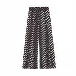 CHICEVER Striped Wide Leg Pants Women High Waist Split Chiffon Hit Color Loose Trousers  Summer Fashion