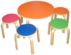 Children Table set /Bentwood kids table and stool