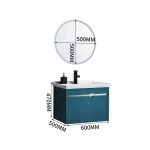 China best selling product modern stainless steel blue-green bathroom washbasin cabinets vanity with mirror