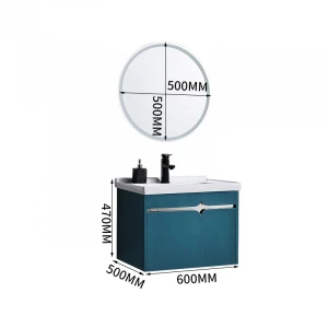 China best selling product modern stainless steel blue-green bathroom washbasin cabinets vanity with mirror