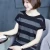 Import China factory wholesale womens round neck striped loose short sleeve T-shirt from China