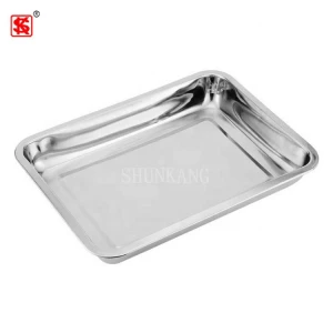 China supply big large size rectangle stainless steel food serving tray plate