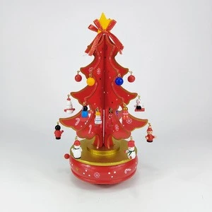 Christmas Gift Christmas Tree Music Box Decoration with Mechanical Carousel Custom Music Box