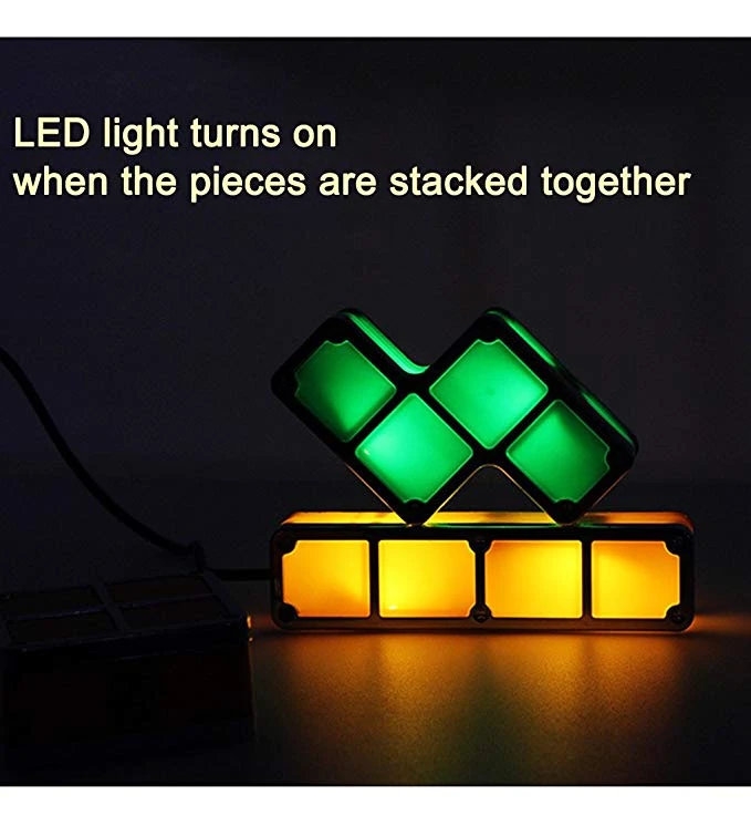 CHRT Constructible Block Night Light 3D Retro Game Tower Lamp Stackable Puzzle Light