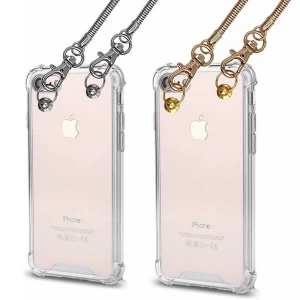 Clear Necklace phone case with card holder card slot