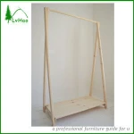 Clothes Shelf Hanging Cloth Rack From Pine Wood In Bedroom